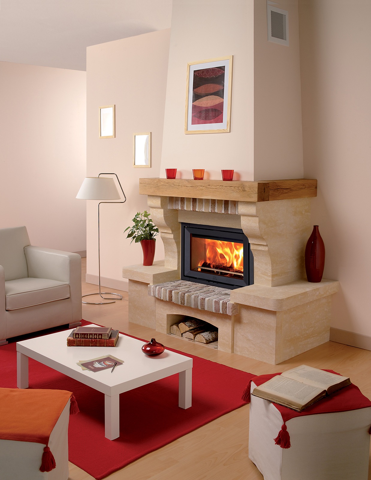 JØTUL I 520 F - Insert à bois avec plaques de doublage en fonte émaillée -  Moderne