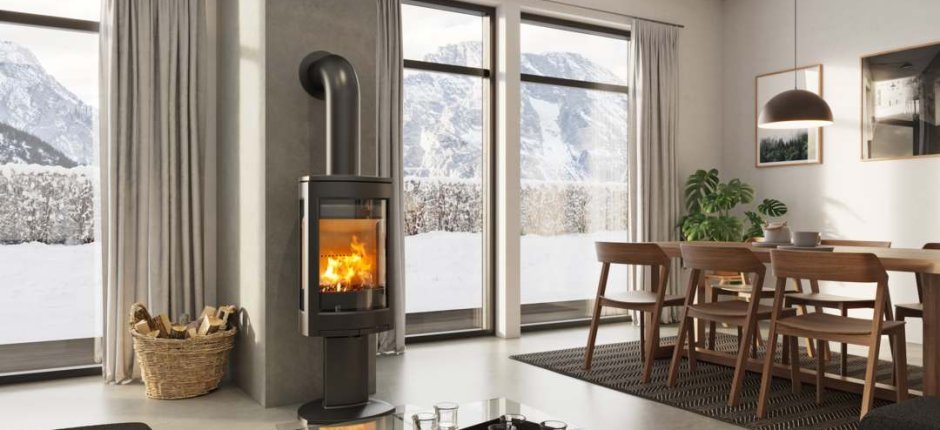 Poiele à bois dans un salon