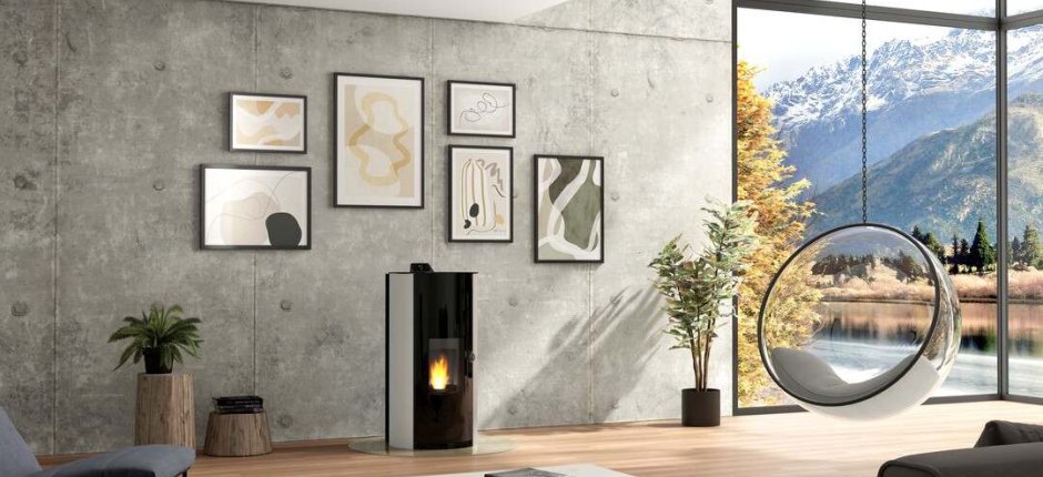 Poele à granules dans un salon