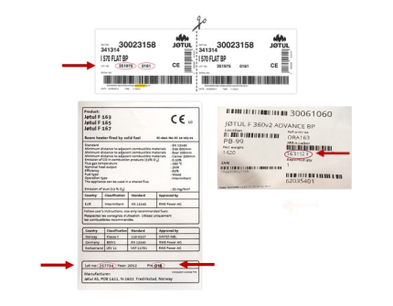 Aide pour trouver le N° de série de votre poêle Jotul